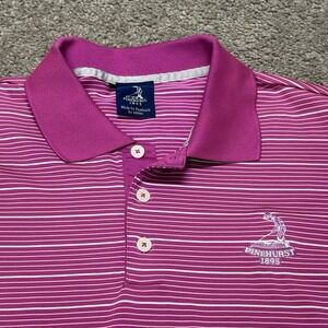 Adidas Performance Polo Pinehurst Golf Club Pink Striped Logo Shirt Men's XL